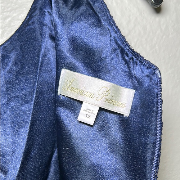 American Princess Blue Fit and Flare Sleeveless Dress for Weddings - Picture 7 of 8